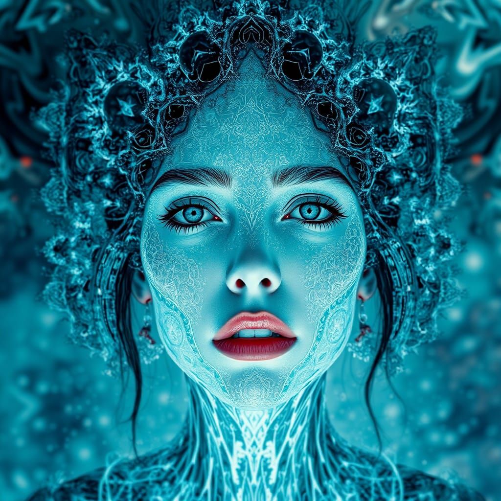 Surreal Fractal Portrait in Psychedelic Style