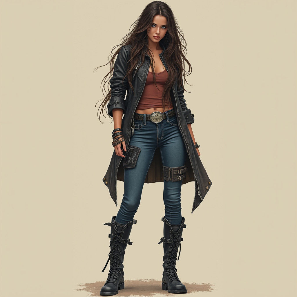 Woman in Leather: Futuristic Realism Image