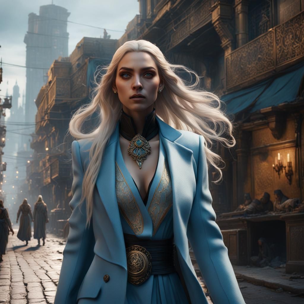 Egyptian Woman in Cityscape: Fantasy Concept Art