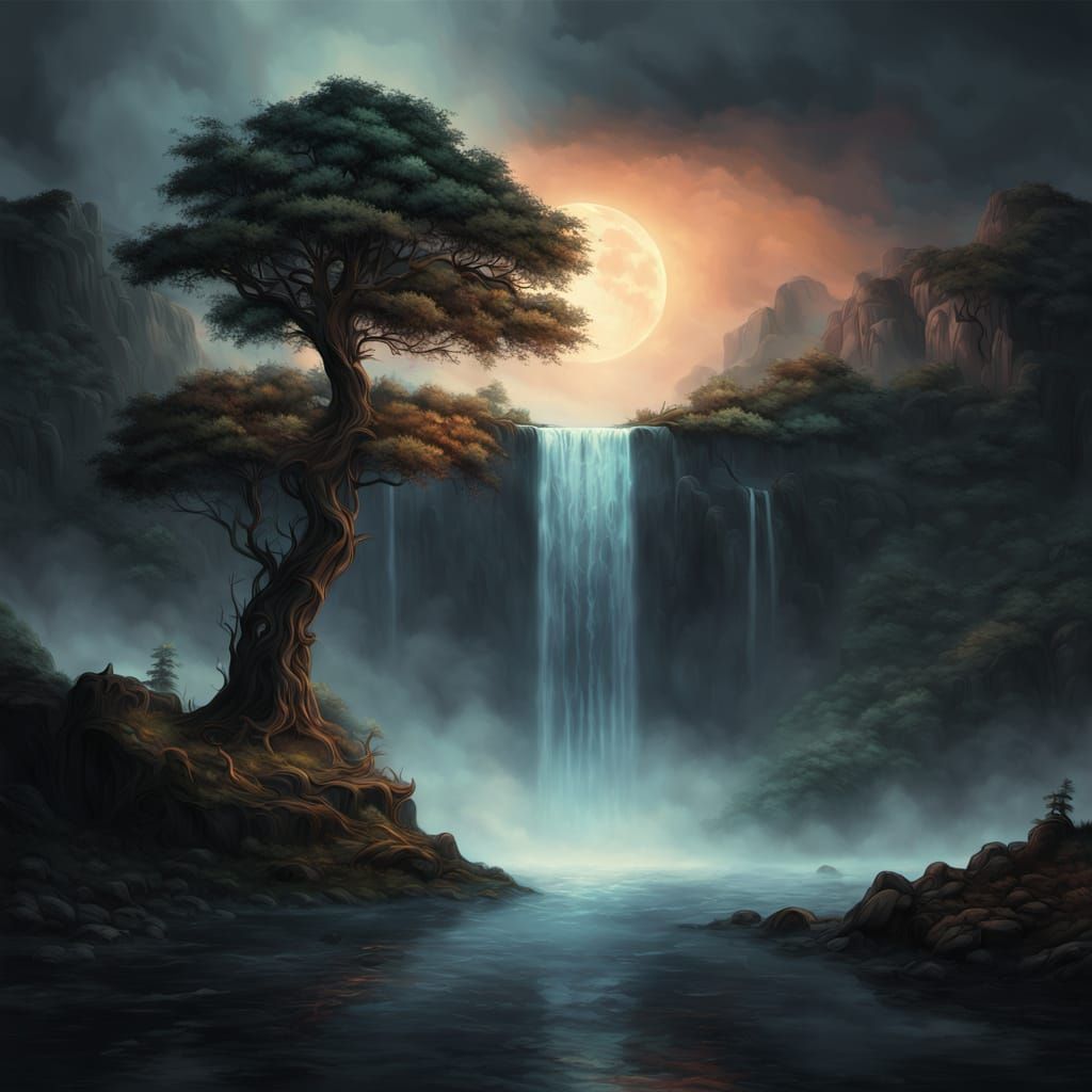 Dreamlike Surreal Landscape in Oil Painting Style