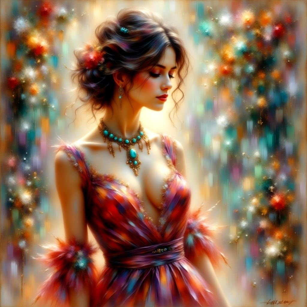 Ethereal Impressionistic Woman in Summer Rain