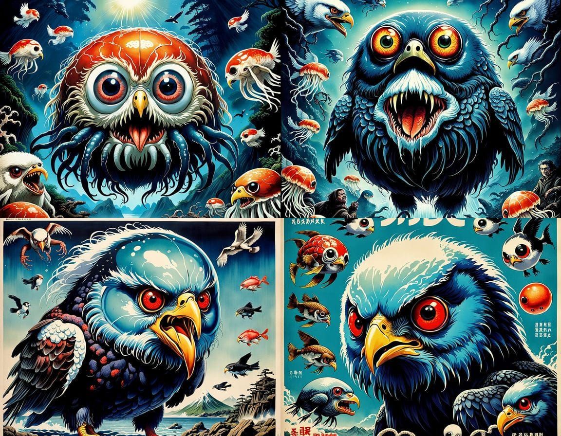 Grotesque Creature Horror Movie Poster in 1970s Style