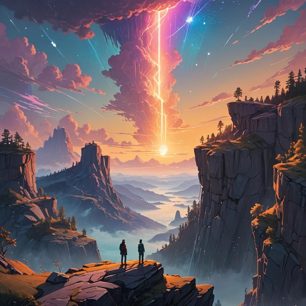 Celestial Being in Dreamlike Fantasy Landscape