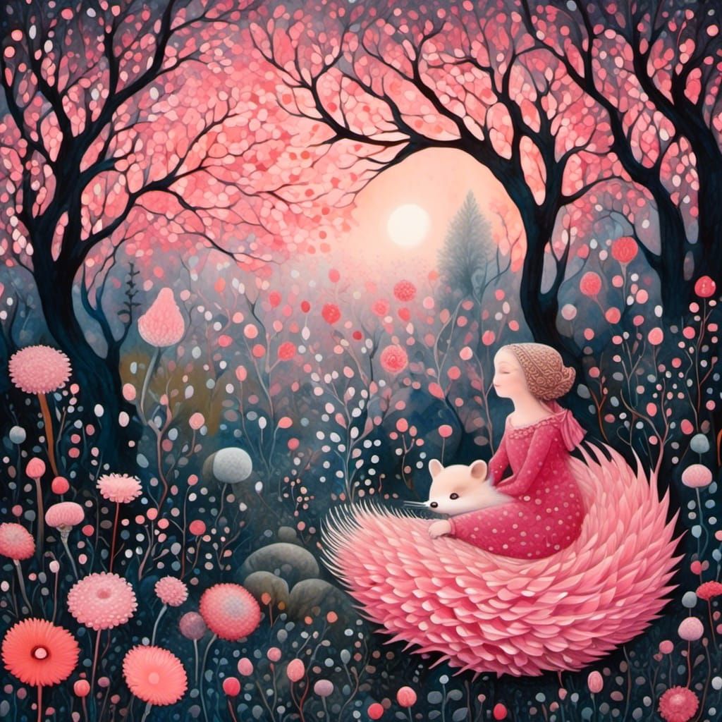Magical Pink Hedgehog Plays with Princess in Night Garden