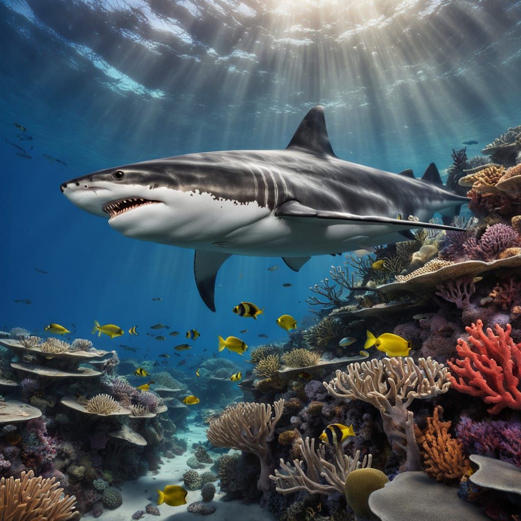 Freedom's Rise Amidst Vibrant Coral Reef Life in Tropical Pa...