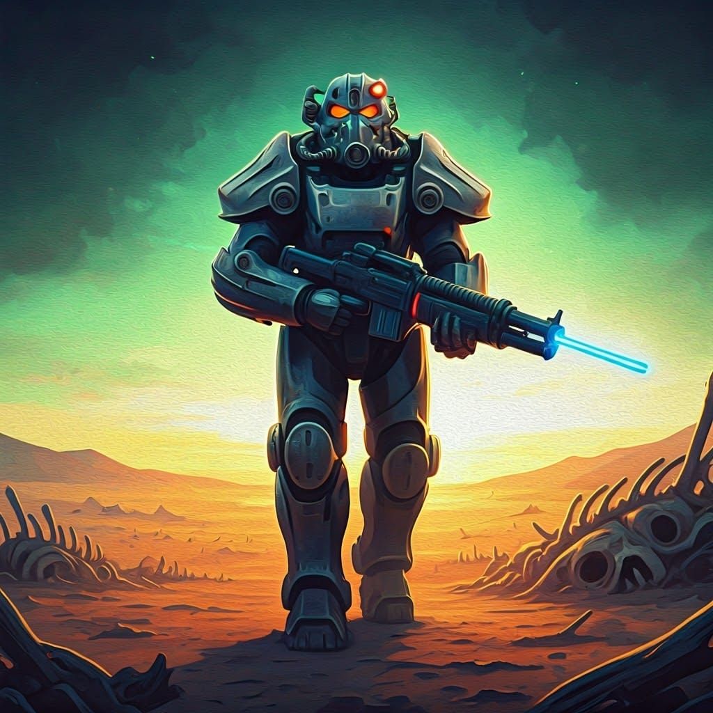 Fallout Power Armor Marches into the Sunset