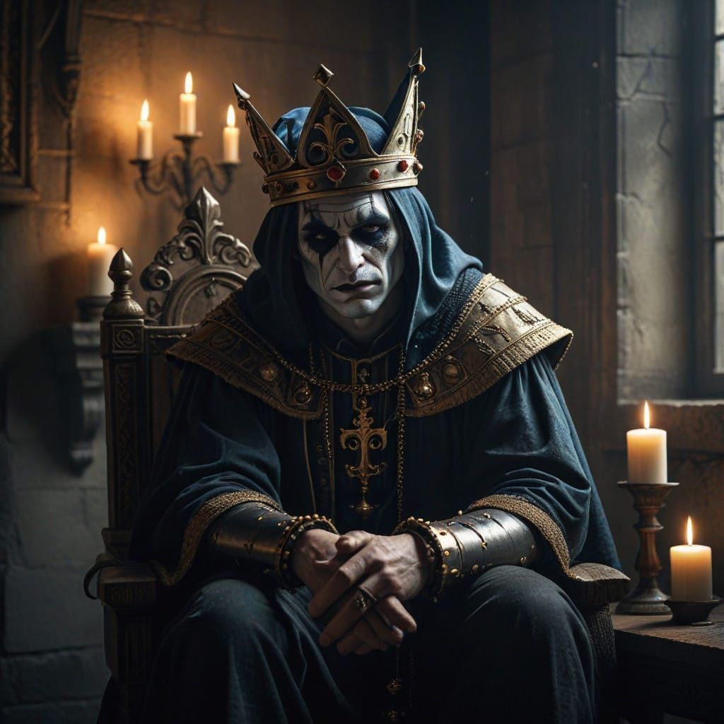 A Medieval Jester's Lament in Gothic Splendor