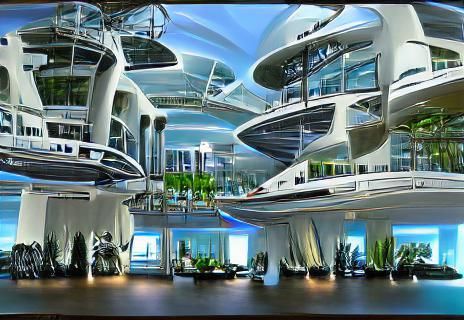 Futuristic Sci-Fi Office Laboratory Interior in Penthouse