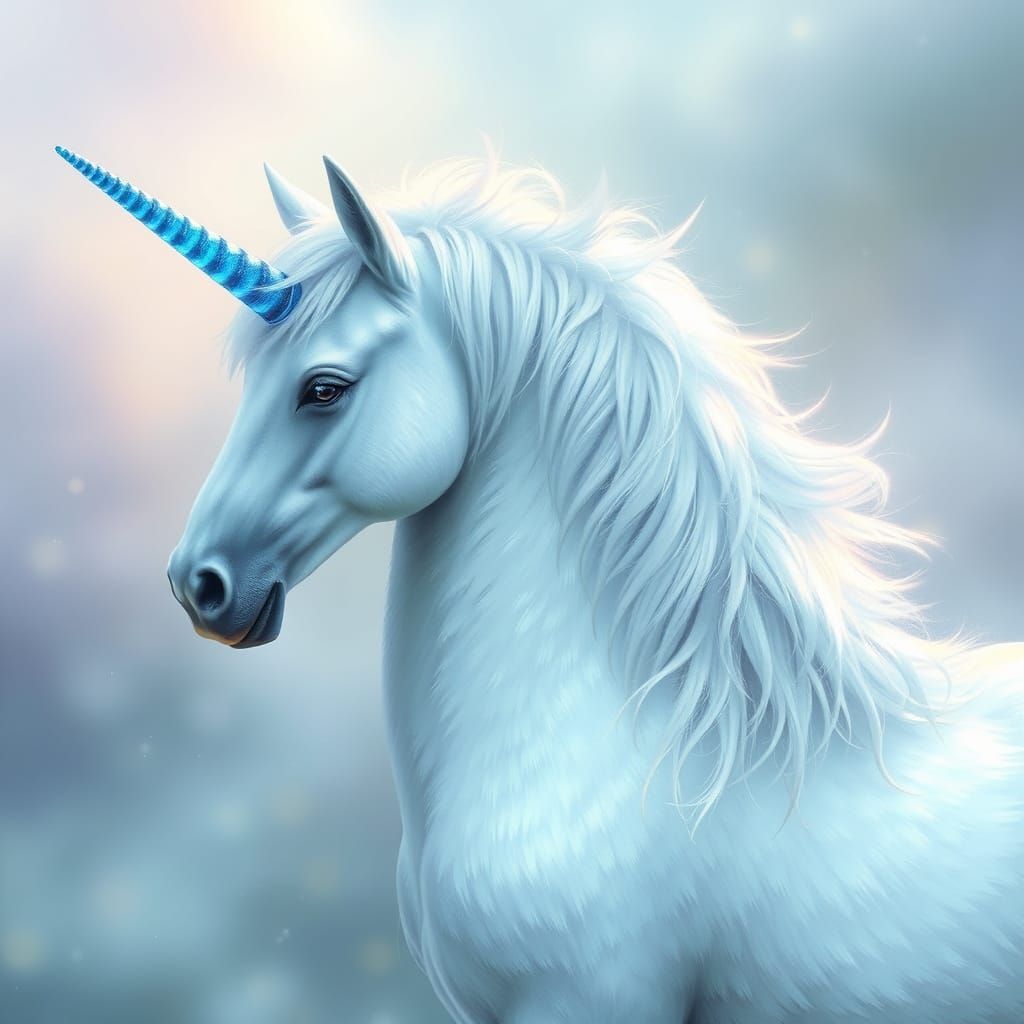 Glowing Unicorn in Ethereal Fantasy Landscape