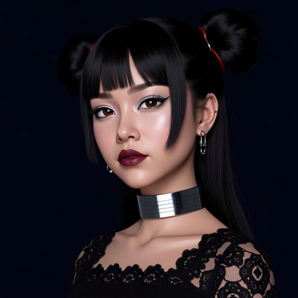 Dramatic Portrait of Asian Woman in Candy Art Style