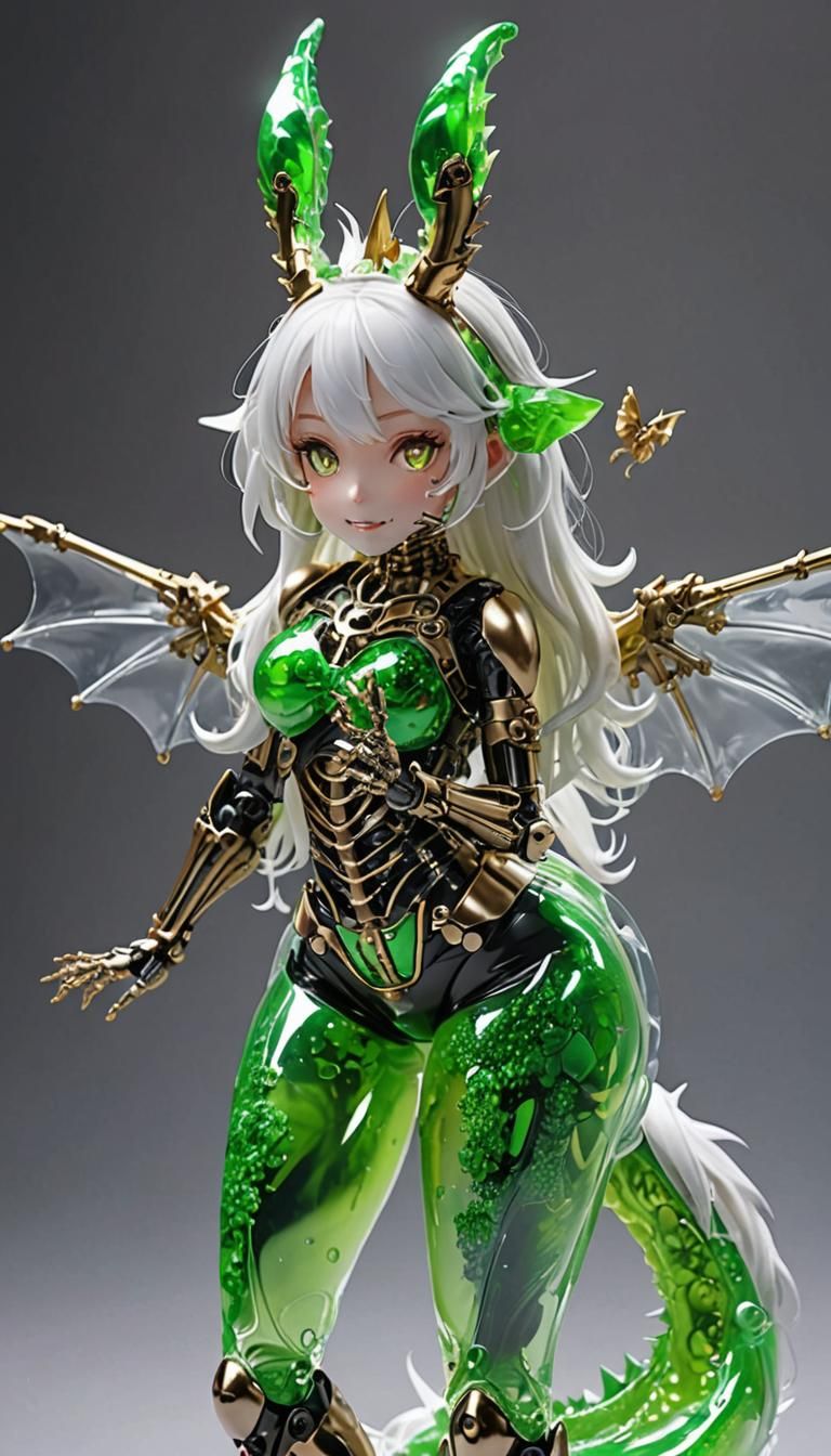 Dragon-Robot Chimera Girl with Slime Body