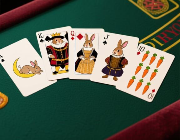 Rabbit-Themed Royal Flush in Tudor Style