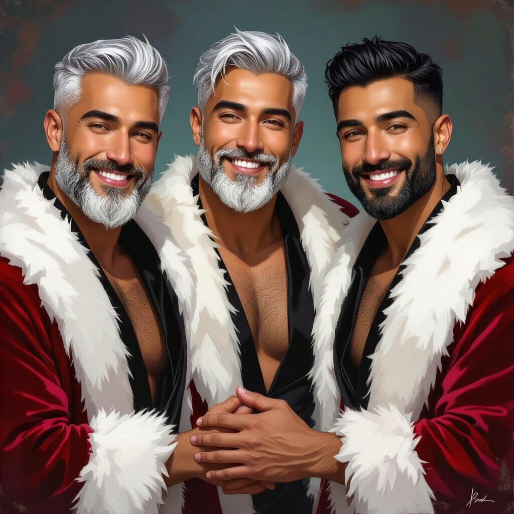 Handsome Men in Velvet Robes, Art Nouveau Style