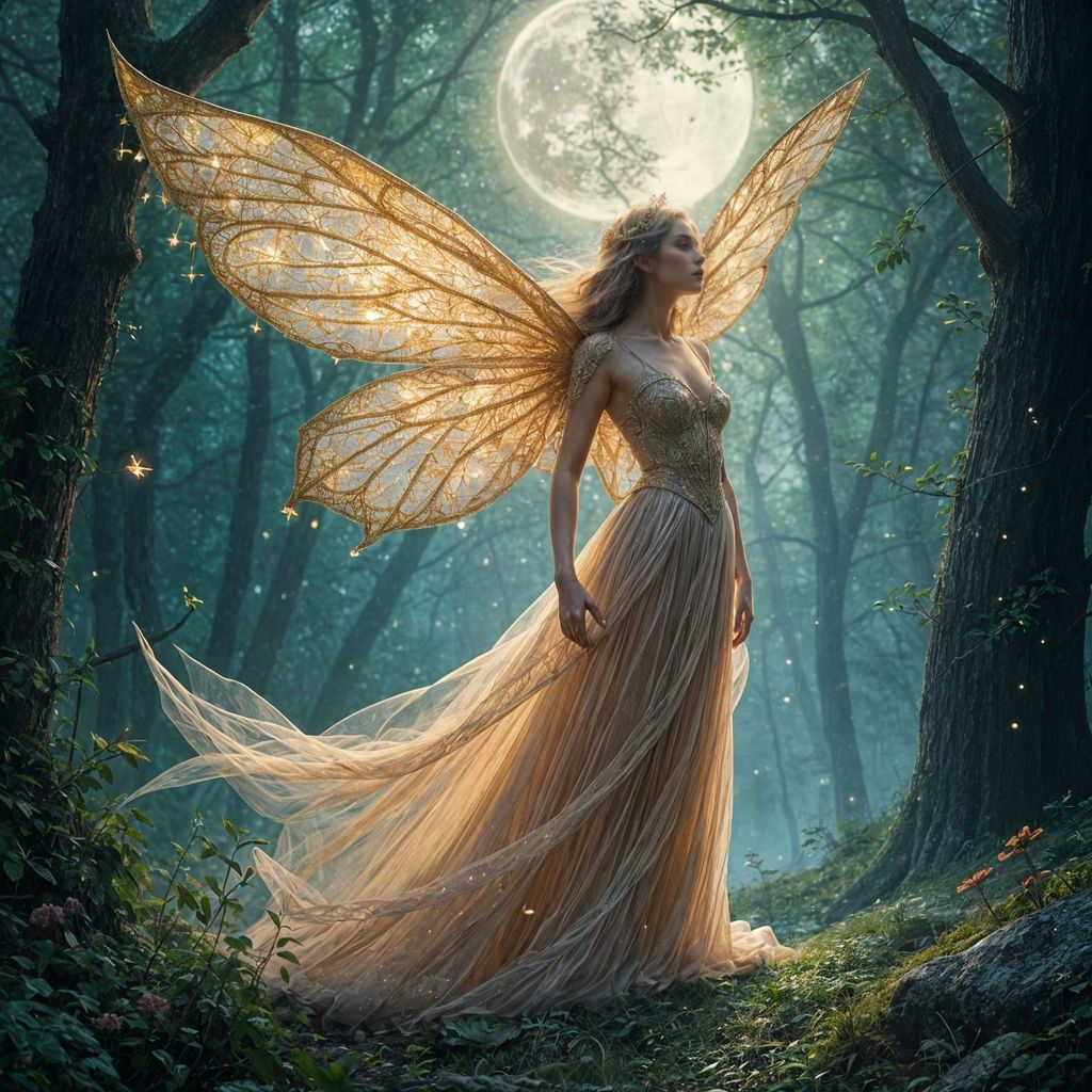 Ethereal Fairy Queen in Moonlit Forest