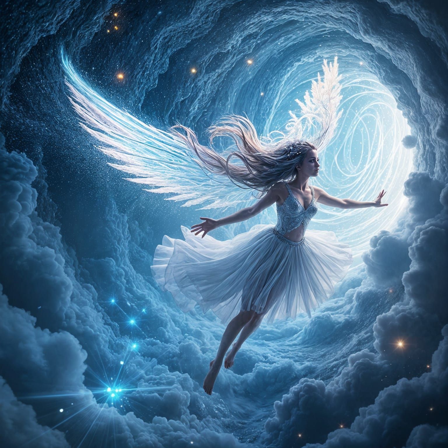 Beautiful Girl Flying Faster Than Light