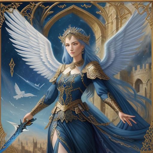 Angel with Sword in Surrealist Style