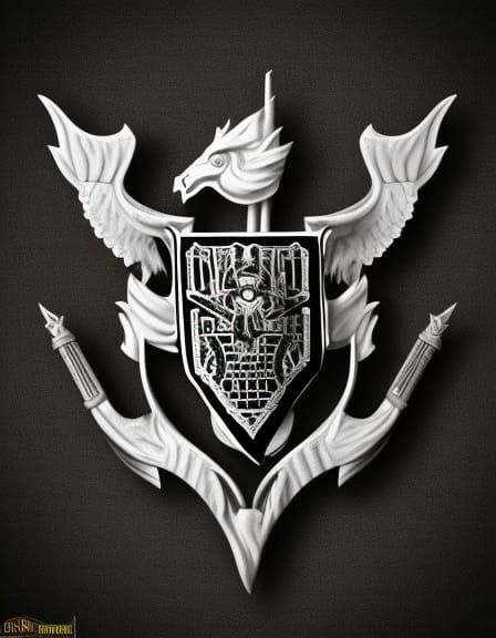 House Shadowcrest: Antique Coat of Arms in Onyx and Silver