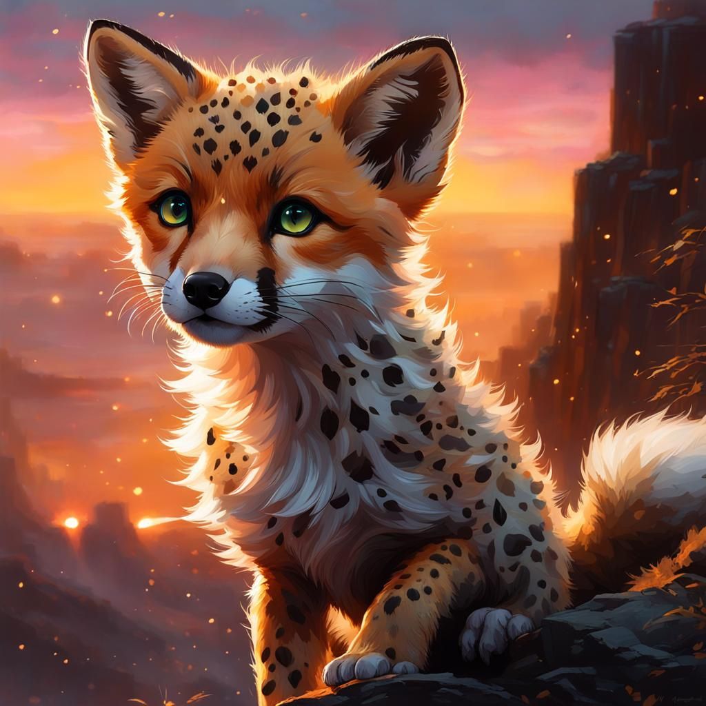 Fox Pup with Cheetah Spots by WLOP
