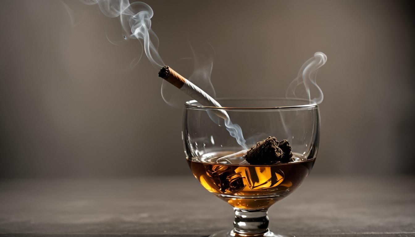 Noir Whiskey Glass with Cigarette Smoke Shapes