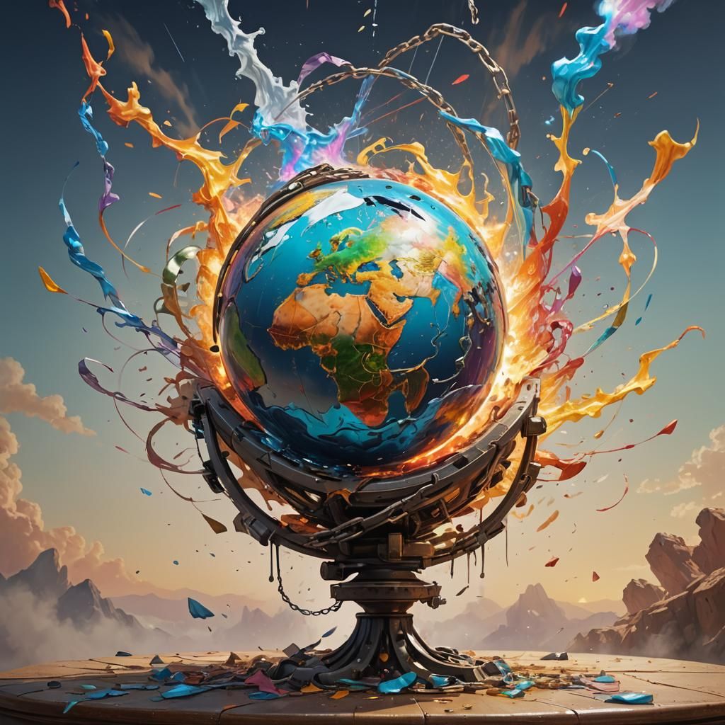 Hyperrealistic Colorful Sphere-Fire Concept Art