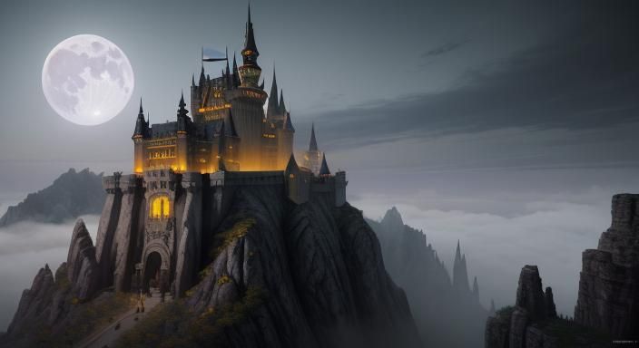 Dracula's Castle-Inspired Palace with Flying Creatures