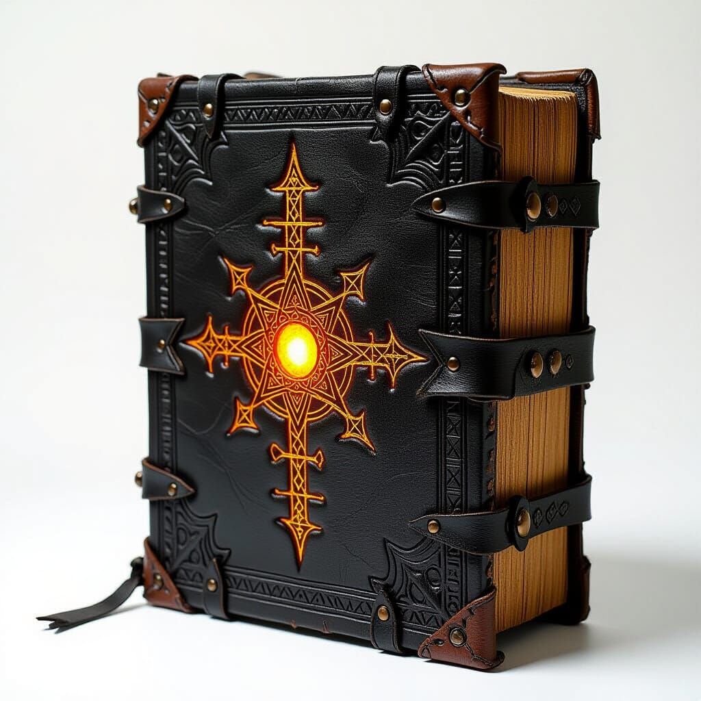 Mysterious Necronomicon with Eerie Glow in Gothic Style