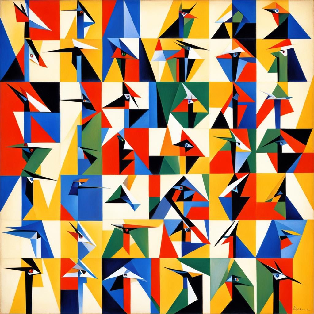 Abstract Cubist Portraits in Euclidean Style