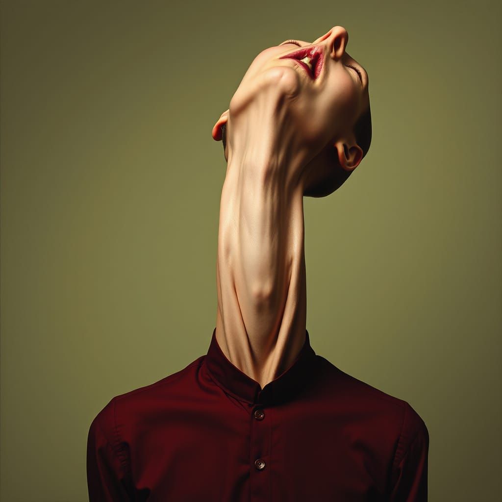 Distorted Human Form in Vibrant, Surreal Colors