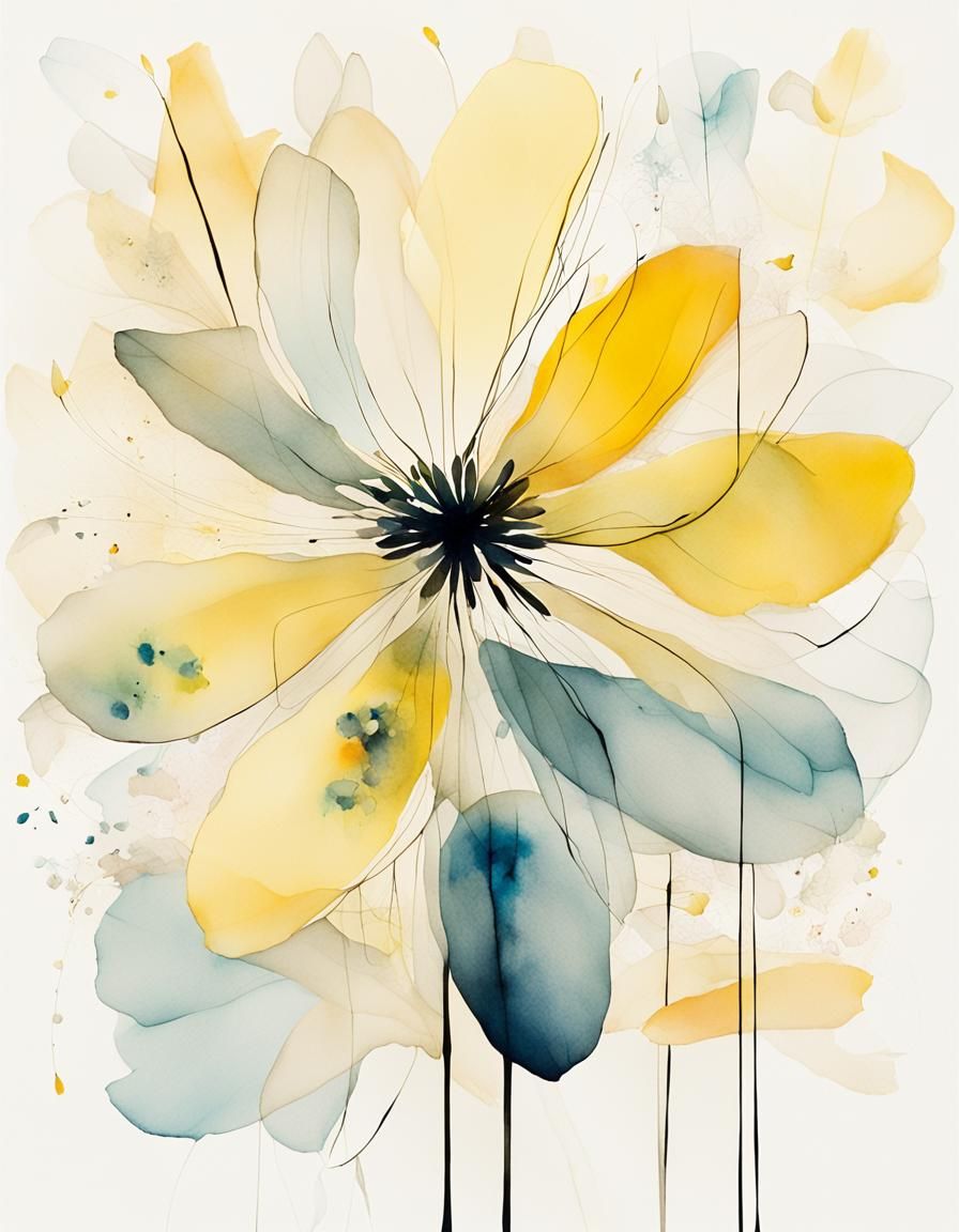 Abstract Flower in Watercolour with Soft Pastel Hues