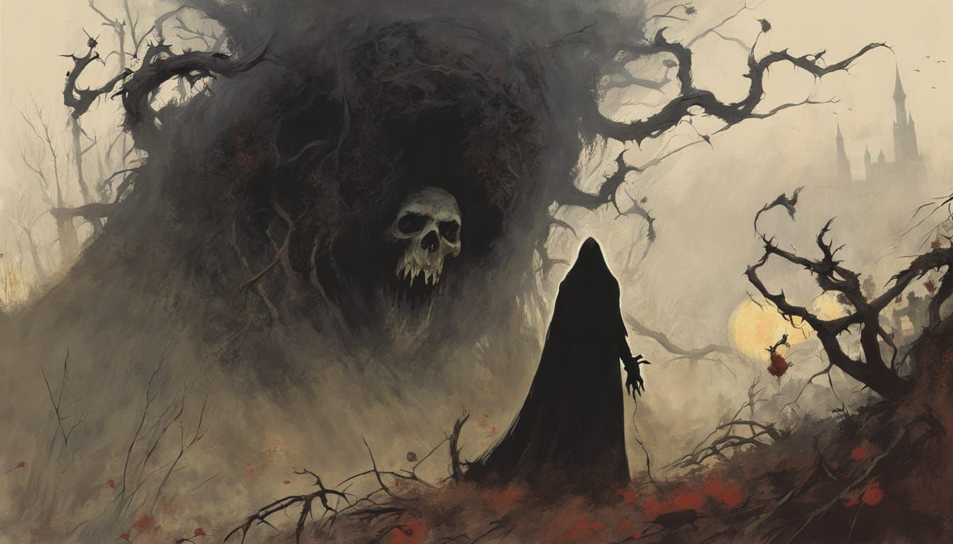 Ethereal Wraith Pursues a Hiding Woman in Dark Gothic Romant...