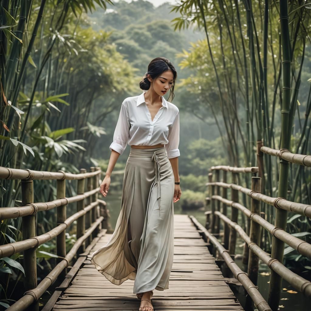 Vietnamese Model in Lotus Lake with Enchanted Energy