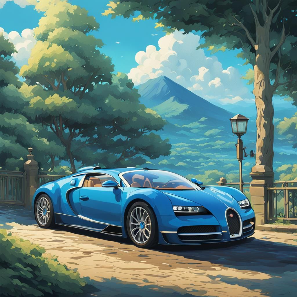 Bugatti in Anime Key Visual Style