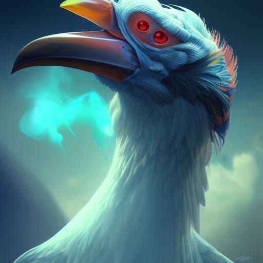 Futuristic Dodo Bird Phoenix Rising: 3D Digital Art