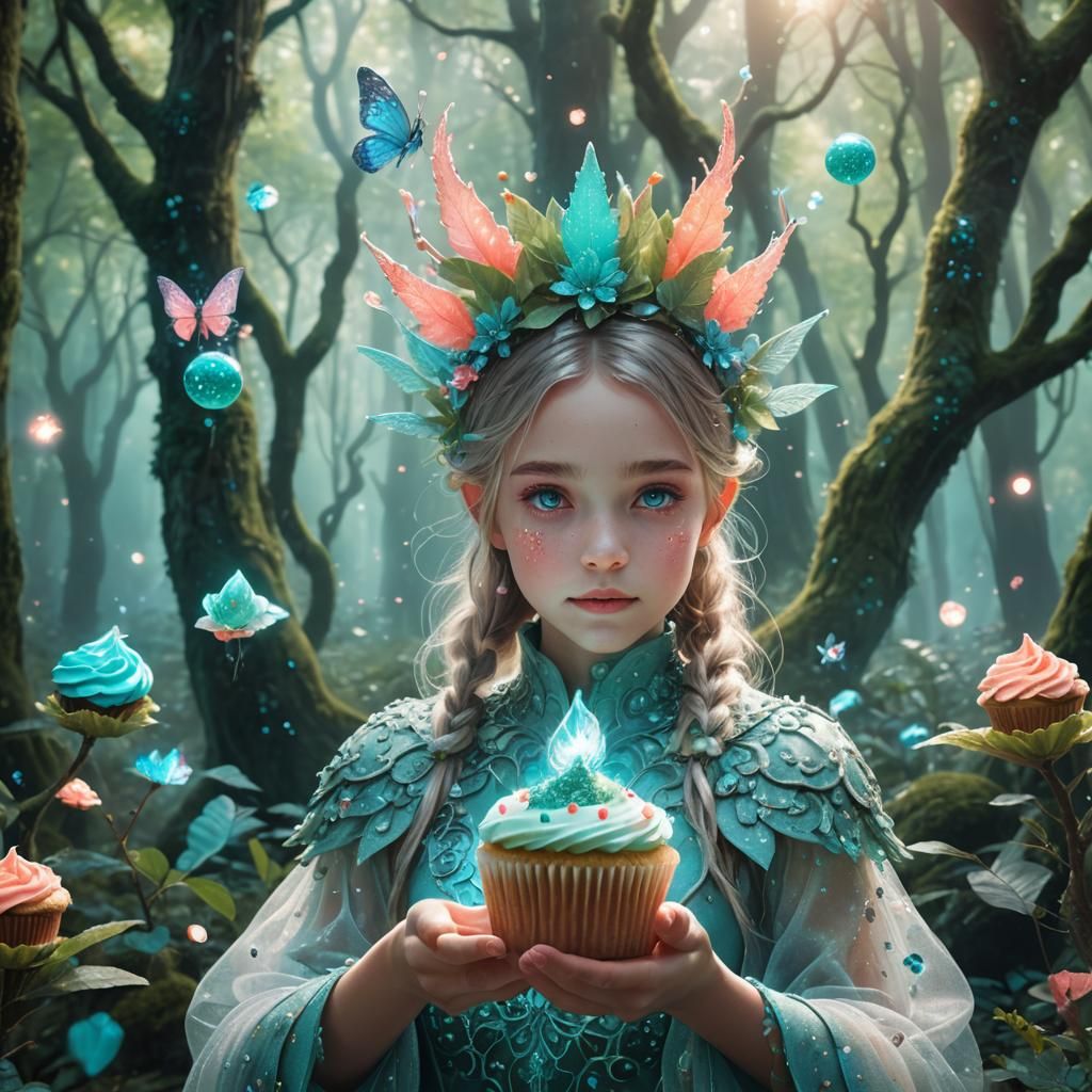 Magical Cupcake Girl in Mystical Forest