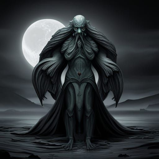 Cthulhu in Film Noir, Hyperdetailed Dark Fantasy