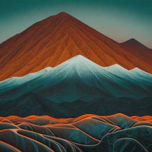 Abstract Fractal Mountain Range at Dusk
