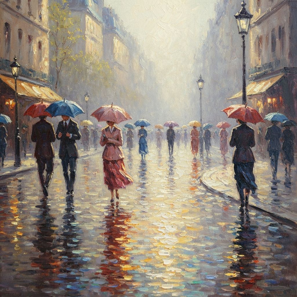 19th Century Parisian Street Impressionistic Oil Painting