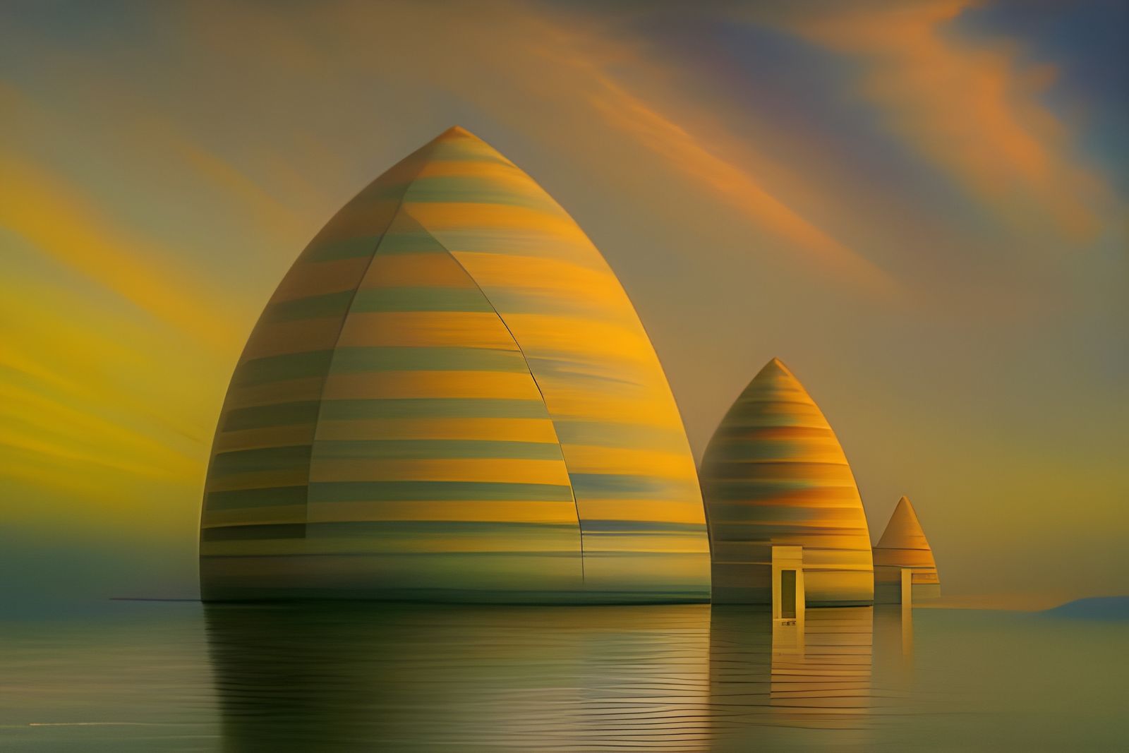 Steampunk Submarine City Society in Art Nouveau Style