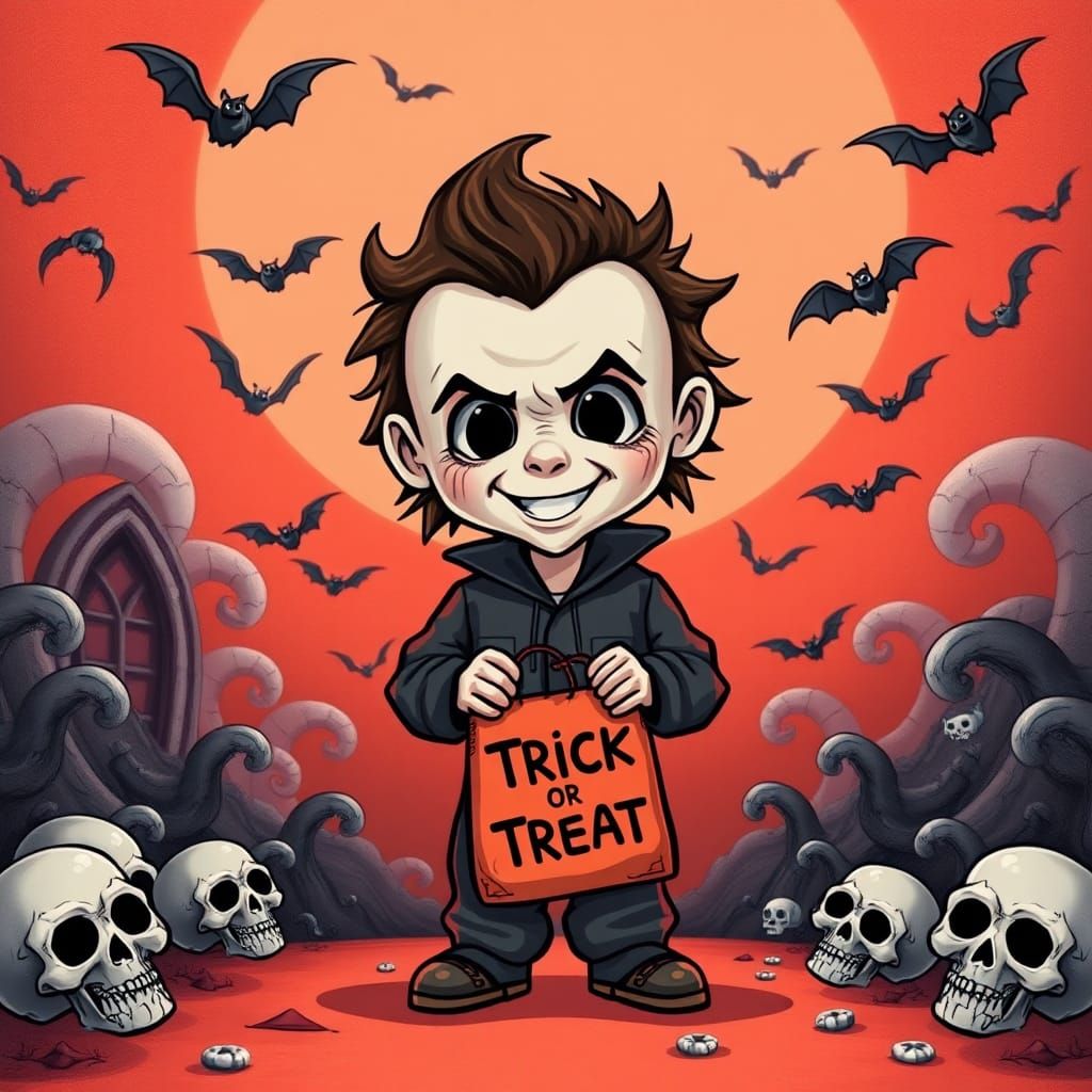 Young Michael Myers Cartoon in Burtonesque Style