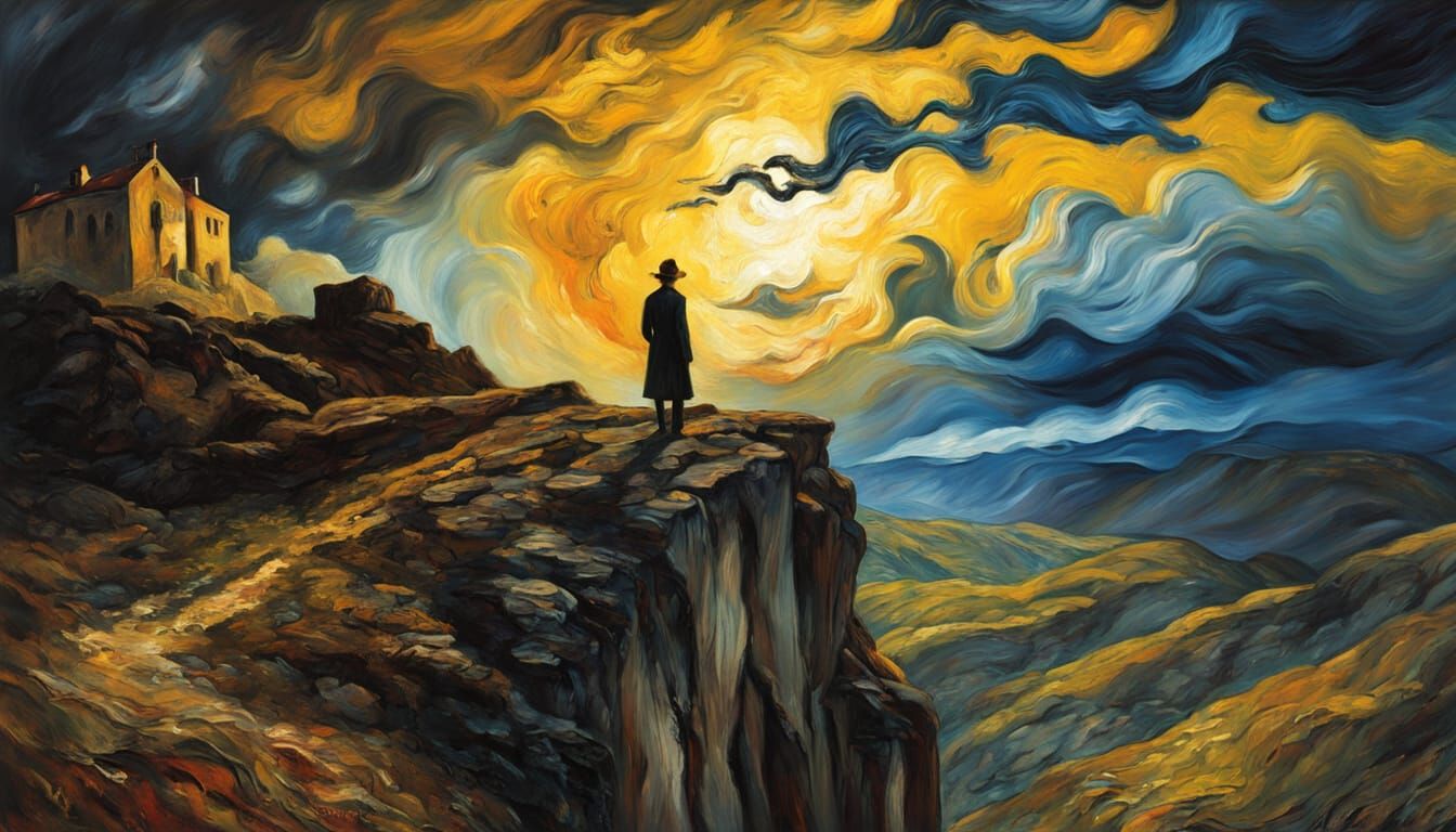 Majestic Figure Emerges from Turbulent Skies in Chiaroscuro ...