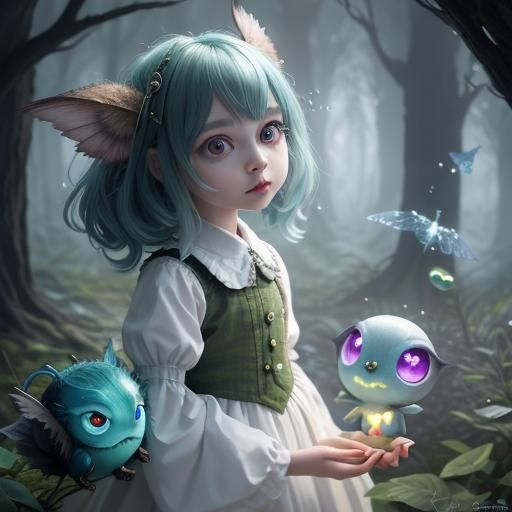 Liminal Fairytale: Adorable Hybrid Creature in Surreal Fores...