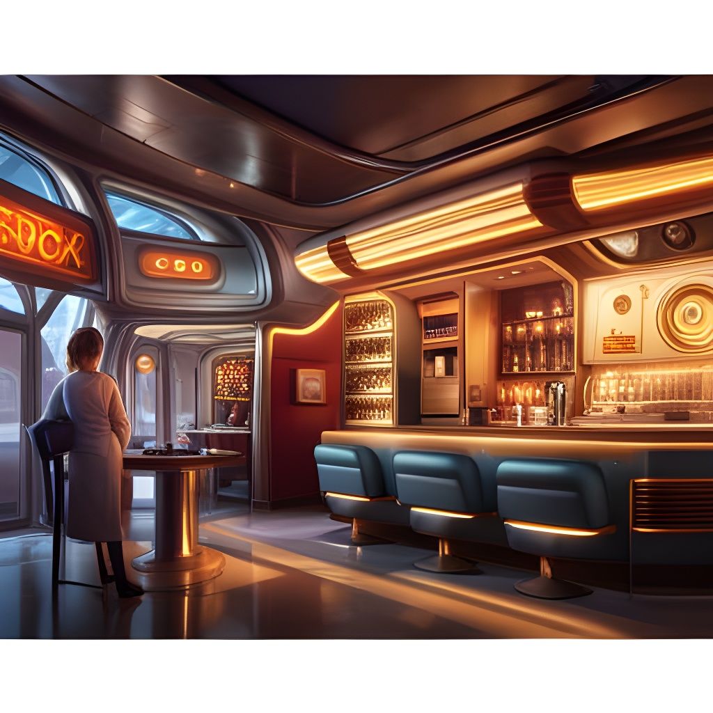 Retro-Futuristic Robot Barista in Cosy Café