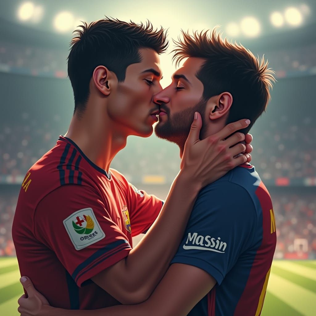 Soccer Superstars Share a Romantic Moment in a Dreamlike Ill...