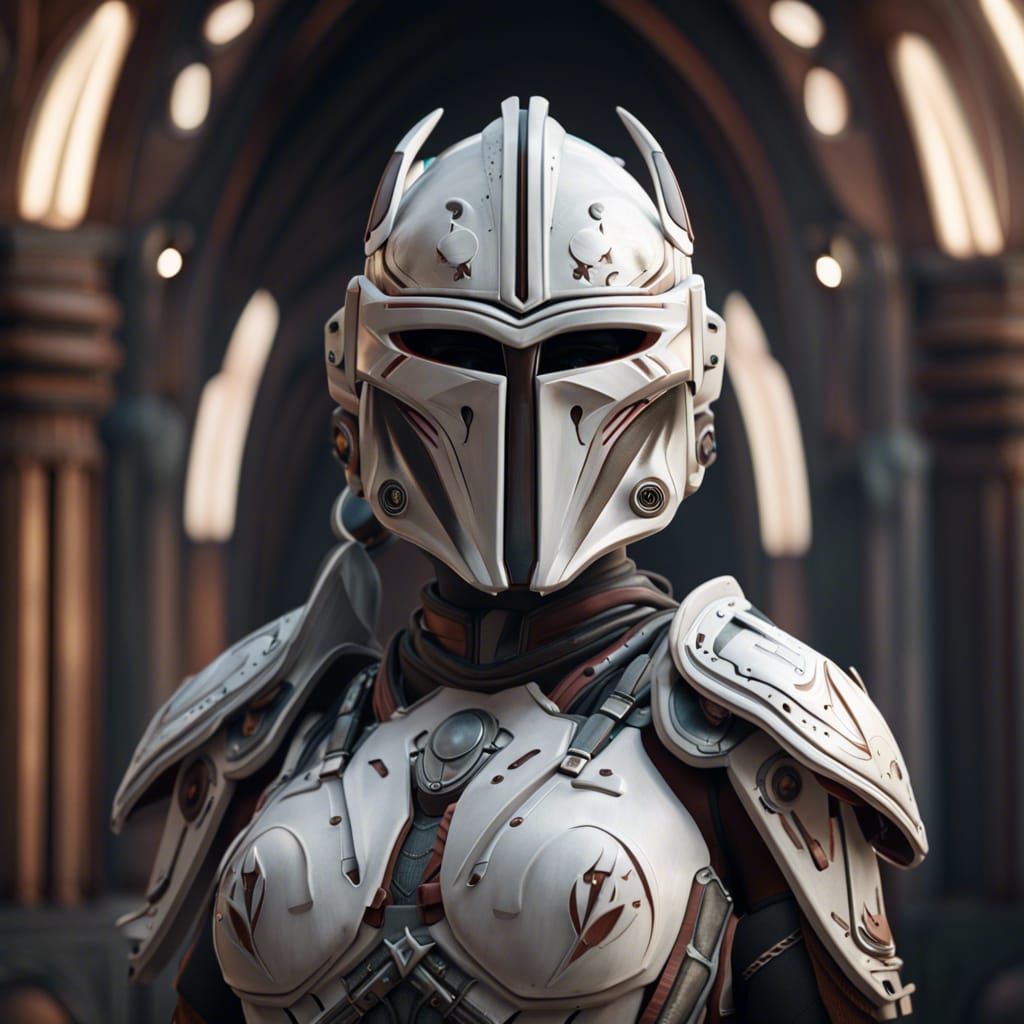 Female Mandalorian Warrior with Skull Markings