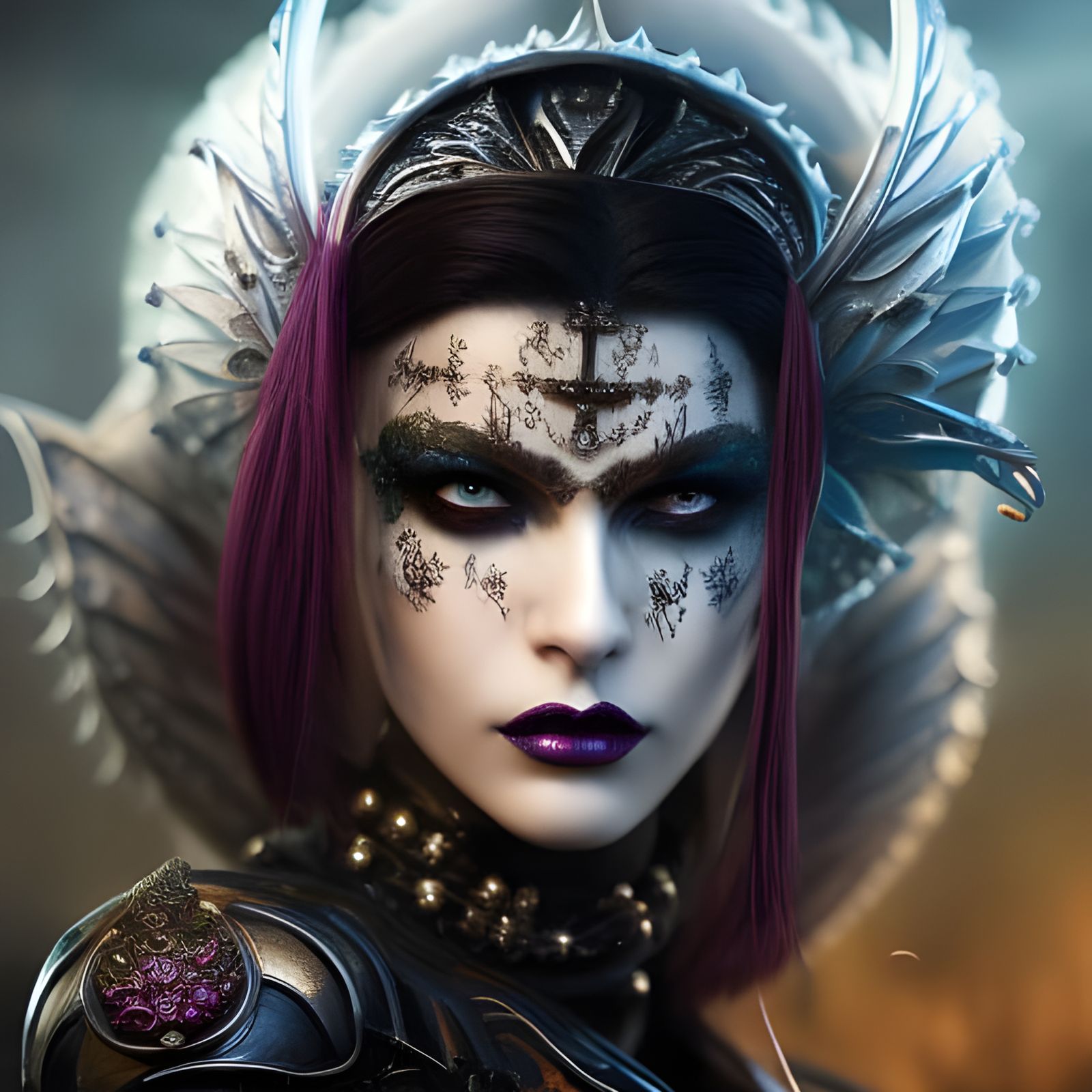 Biohazard Woman Portrait in Stylized Polygon Art