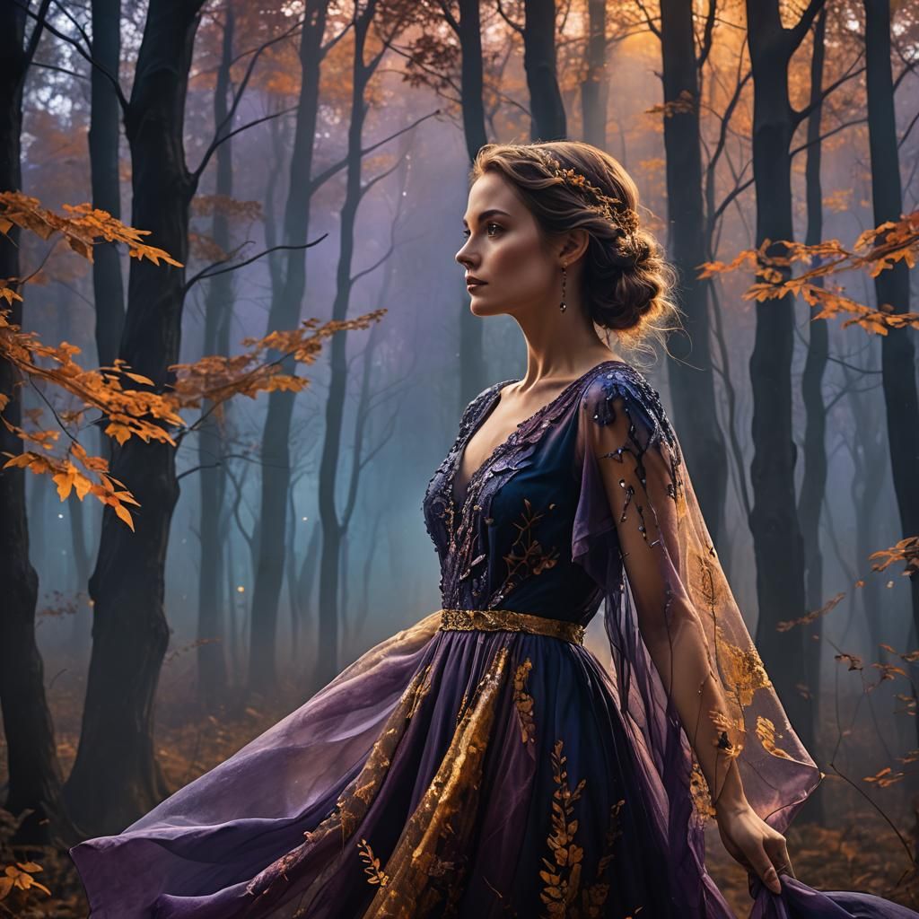 Ethereal Woman in Forest, Double Exposure Art