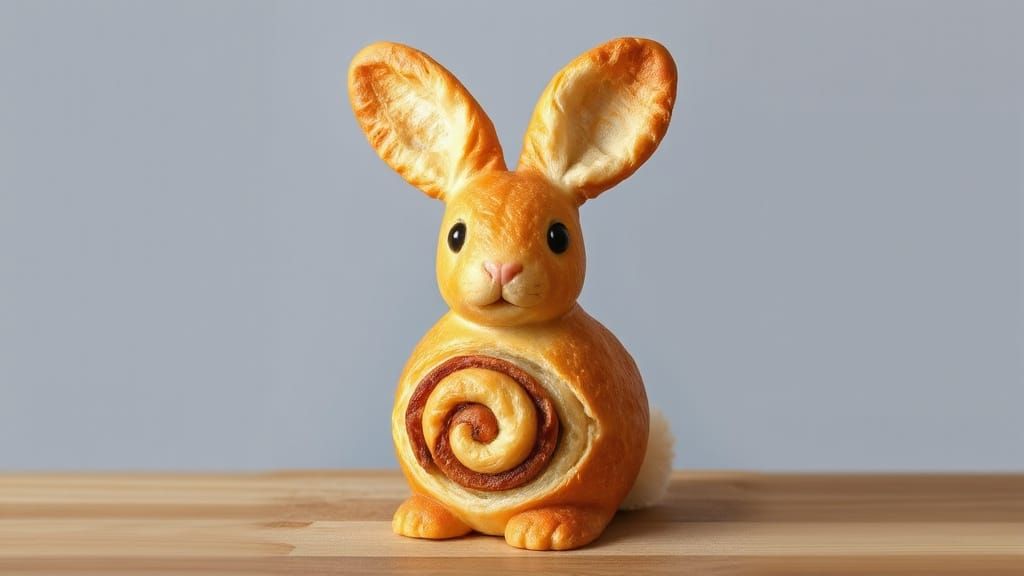Bunny Made of Bread with Croissant Ears