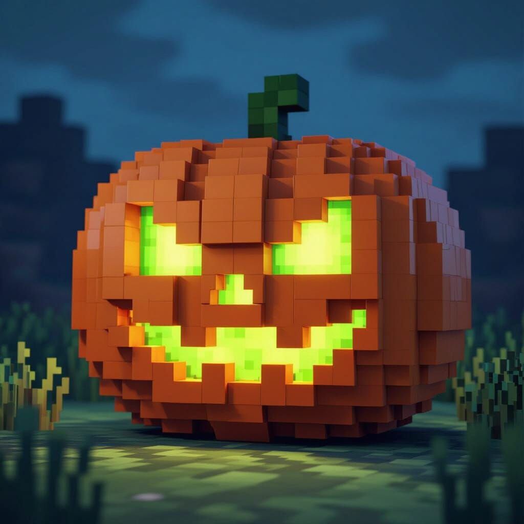 Minecraft Jack O Lantern Build with Eerie Green Glow