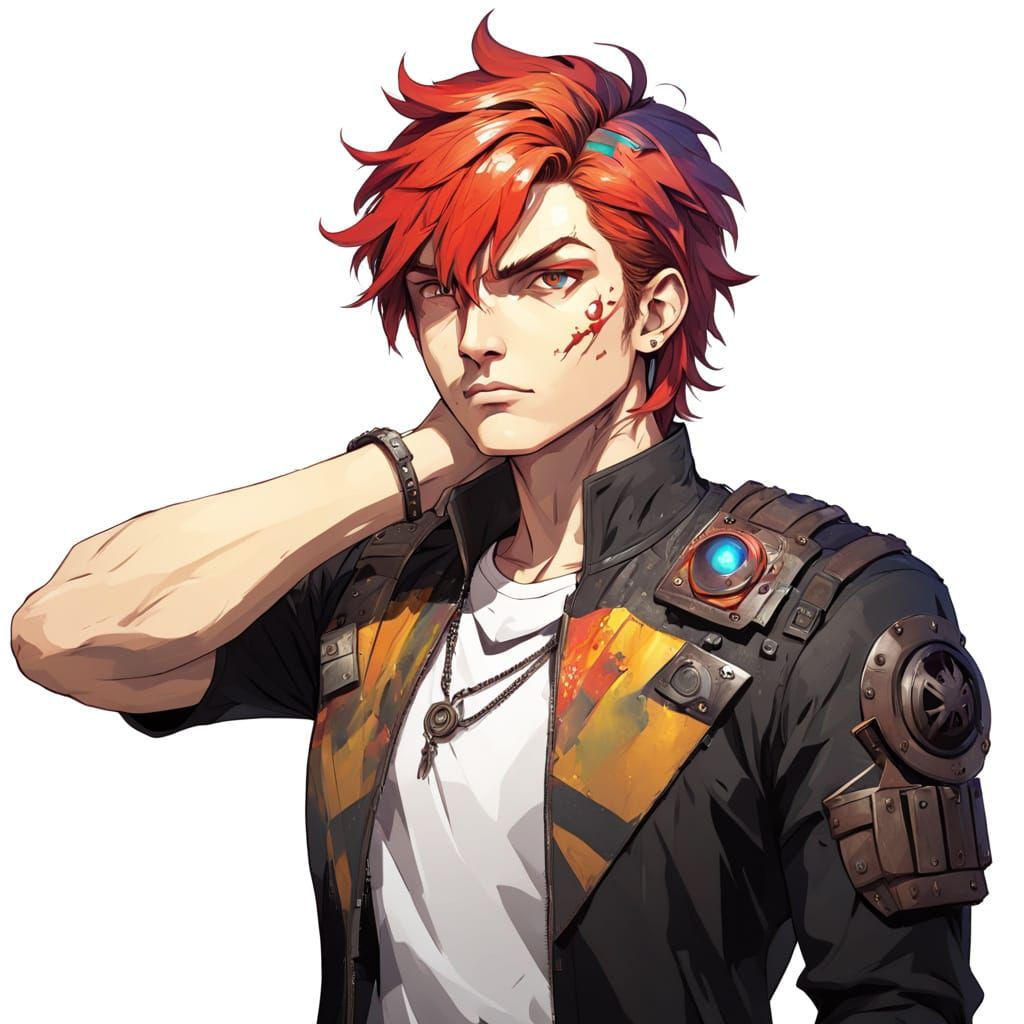 Man in Alleyway with Vibrant Paint Splashes