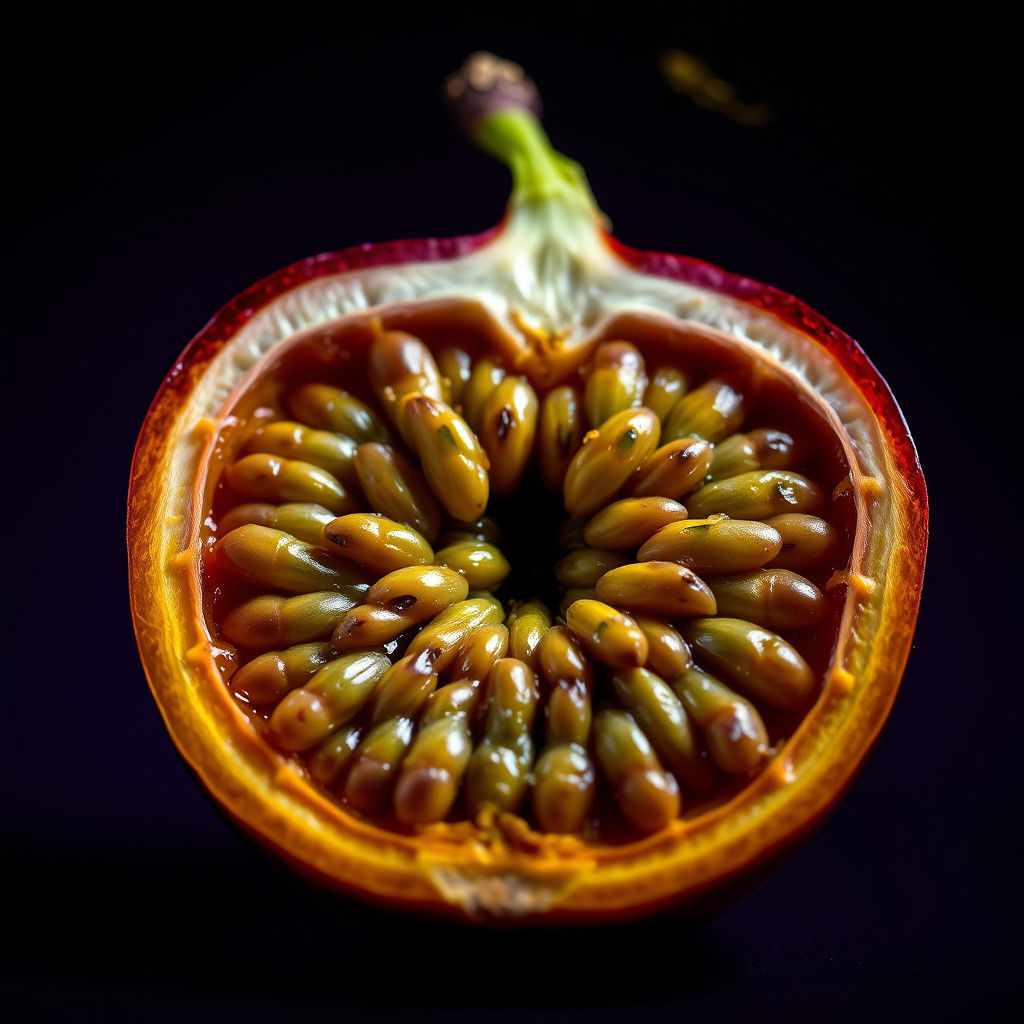 Passion Fruit Close-Up in Hyperrealistic Style